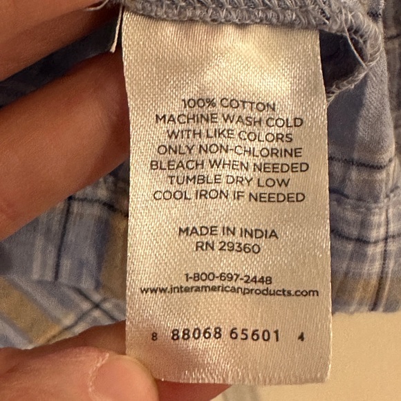 dip - Blue Plaid Cotton Sleeveless Top with Ruffles - Picture 5 of 6